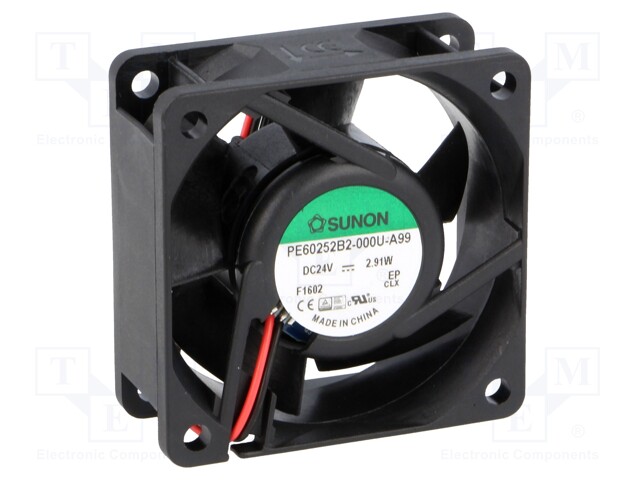 Fan: DC; axial; 24VDC; 60x60x25mm; 53.24m3/h; 42dBA; ball bearing