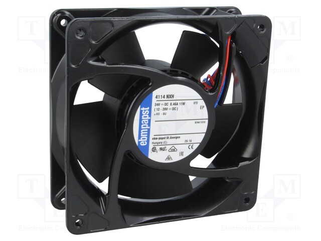 Fan: DC; axial; 24VDC; 119x119x38mm; 237m3/h; 59dBA; ball bearing