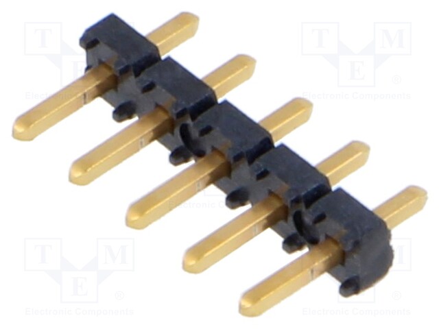 Connector: pin strips; male; PIN: 5; 2.54mm; gold-plated; THT