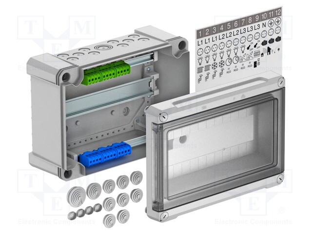 Enclosure: junction box; X: 286mm; Y: 202mm; Z: 125mm; polystyrene