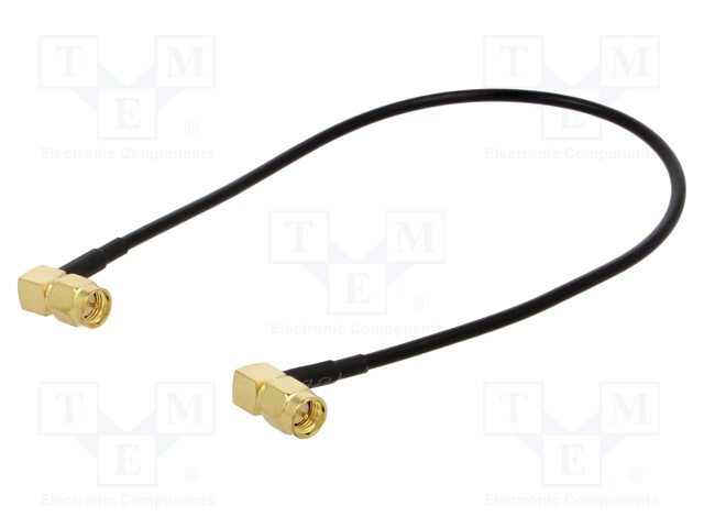 Cable; 50Ω; 0.3m; SMA plug,both sides; black; angled