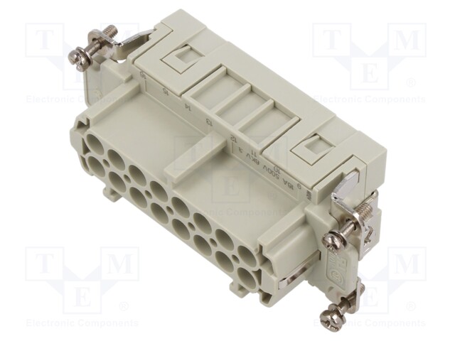 Connector: HDC; contact insert; female; CSE; PIN: 16; 16+PE; 16A