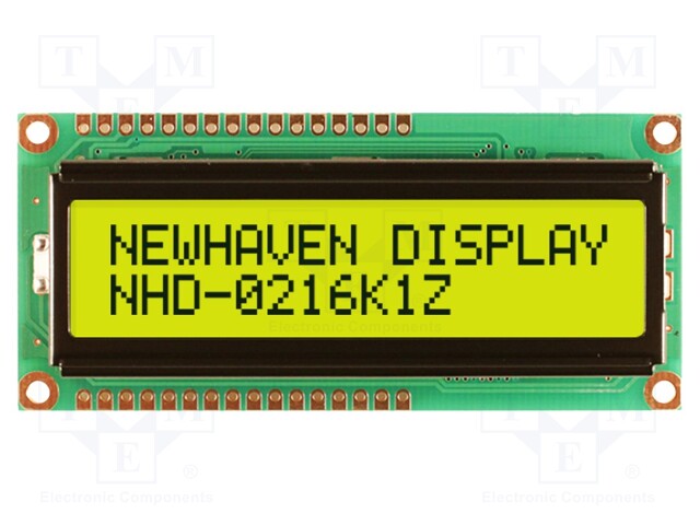 Display: LCD; alphanumeric; STN Positive; 16x2/2x16; yellow-green