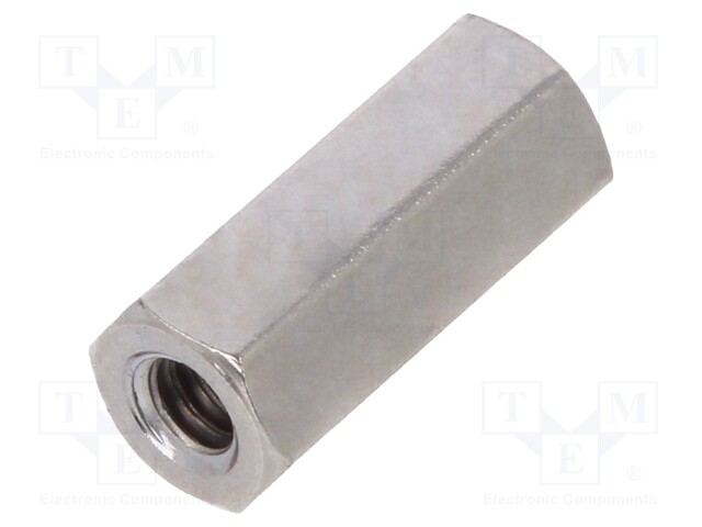 Screwed spacer sleeve; Int.thread: UNC4-40; 12mm; hexagonal