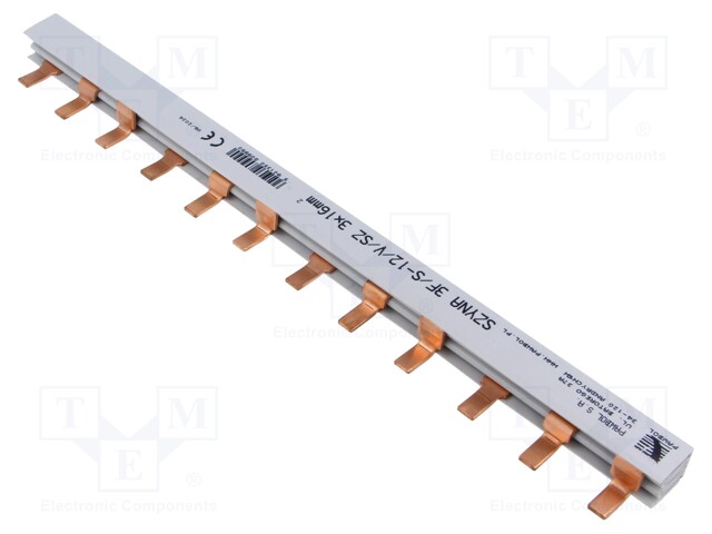 Busbar; 16mm2; Poles: 3; Urated: 400V; Pitch: 27mm; No.of mod: 12