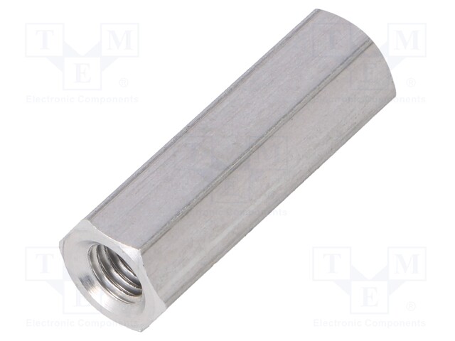 Screwed spacer sleeve; Int.thread: M5; 25mm; hexagonal; aluminium