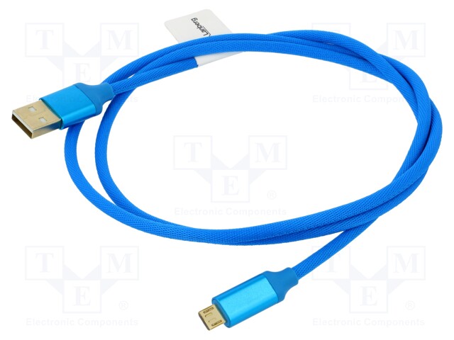 Cable; USB 2.0; USB A plug,USB B micro plug; gold-plated; 1m