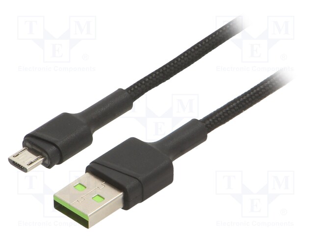 Cable; USB 2.0; USB A plug,USB B micro plug; 2m; black; 480Mbps