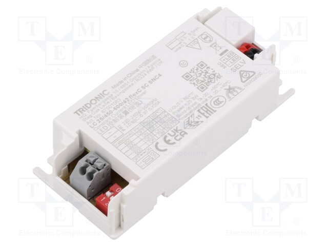 Power supply: switched-mode; LED; 25W; 24÷42VDC; 450÷600mA; IP20