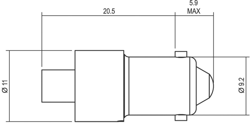 LED lamp; red; BA9S; 28VDC; No.of diodes: 1; -40÷75°C; 5mm