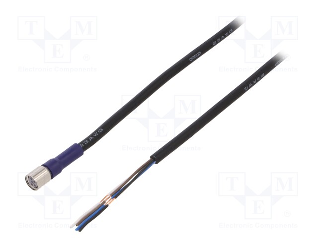 Connection lead; M8; PIN: 4; straight; 2m; plug; 0.5A; -10÷65°C; IP67