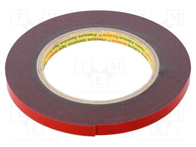 Tape: fixing; W: 9mm; L: 5.5m; Thk: 1.1mm; acrylic; dark grey; UL-746C