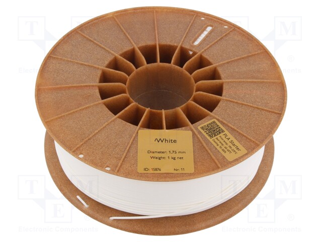 Filament: PLA; 1.75mm; white; 185÷225°C; 1kg; Table temp: 40÷60°C