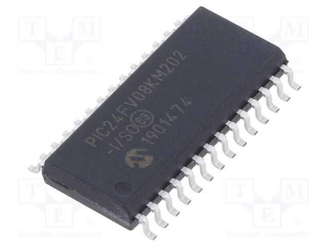 PIC microcontroller; Memory: 8kB; SRAM: 2kB; EEPROM: 512B; 32MHz