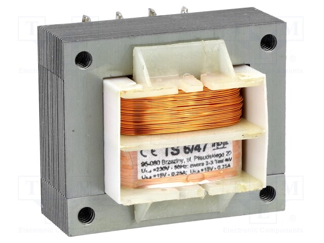 Transformer: mains; 6VA; 230VAC; 15V; 15V; 0.25A; 0.25A; IP00