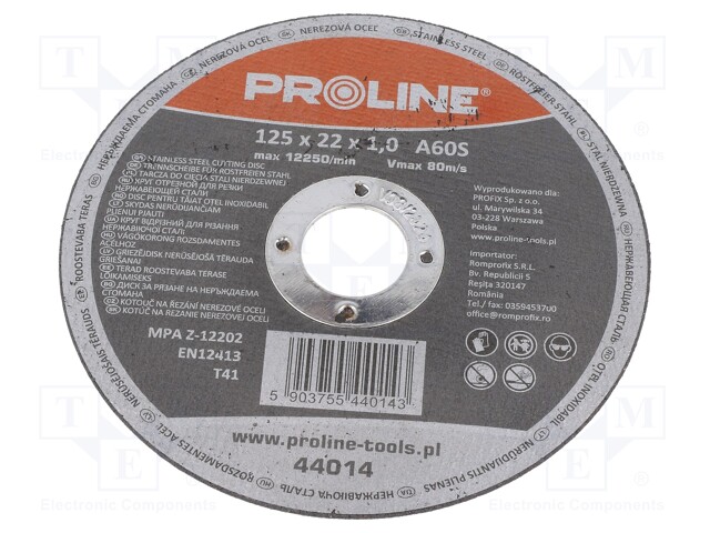 Cutting wheel; Ø: 125mm; Øhole: 22mm; Disc thick: 1mm