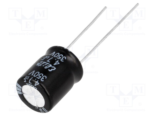 Capacitor: electrolytic; THT; 4.7uF; 350VDC; Ø10x12.5mm; Pitch: 5mm