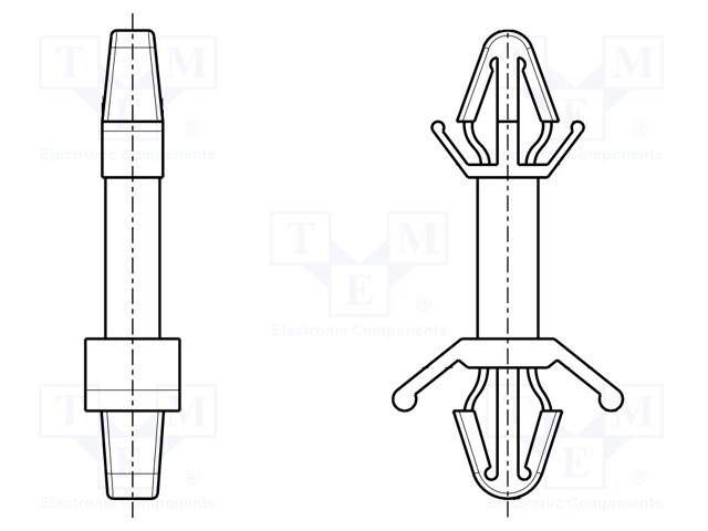 PCB distance; polyamide; L: 19.1mm; snap fastener; natural