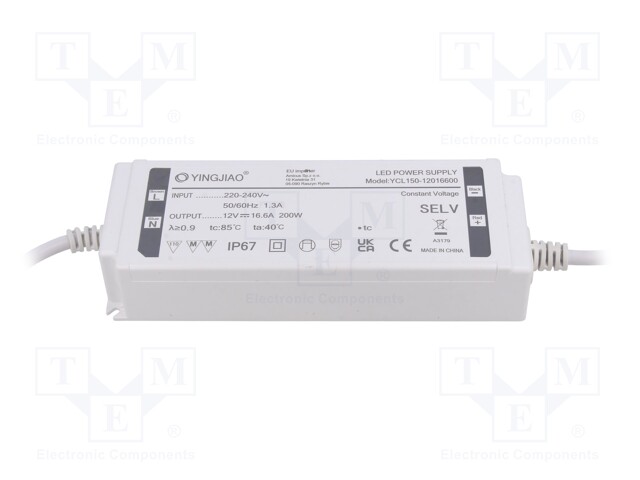 Power supply: switched-mode; LED; 200W; 12VDC; 16.66A; 220÷240VAC