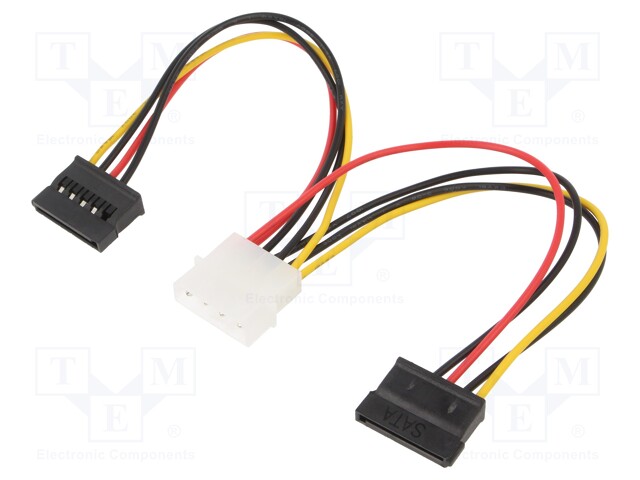 Cable: mains SATA; Molex male,SATA female x2; 0.15m