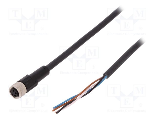 Connection lead; M8; PIN: 4; straight; 5m; plug; 60VAC; 4A; -25÷80°C