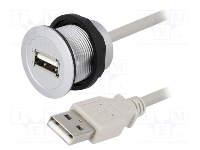 USB socket; 22mm; har-port; -25÷70°C; Ø22.3mm; IP20; Colour: silver