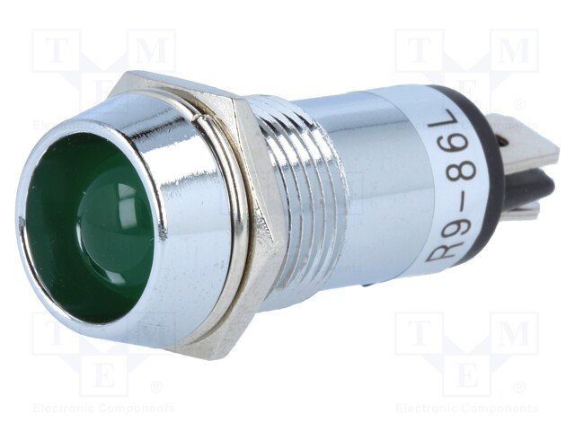 Indicator: LED; recessed; 24VDC; Cutout: Ø14.2mm; IP40; brass