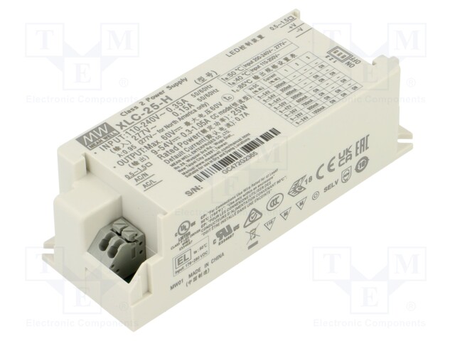 Power supply: switching; LED; 25W; XLC-25; -25÷85°C; OUT: 1