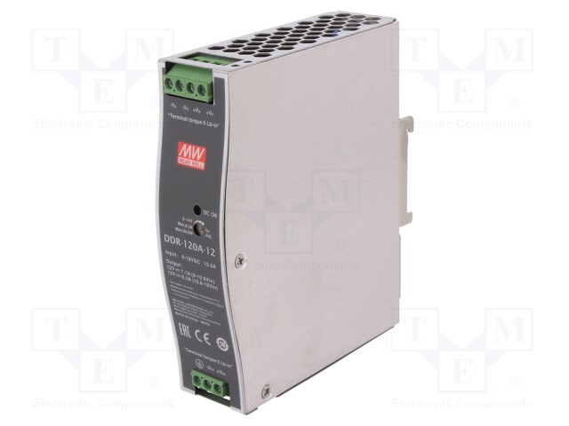 Power supply: DC/DC; 99.6W; 12VDC; 8.3A; 9÷18VDC; Mounting: DIN