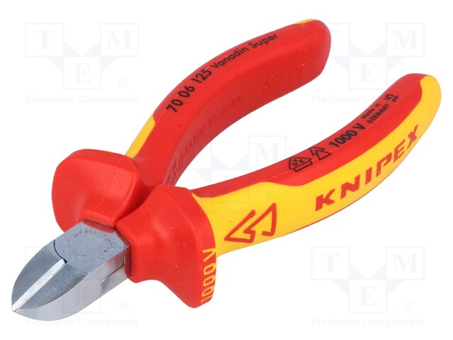 Pliers; insulated,side,cutting; chrome-vanadium steel; 125mm