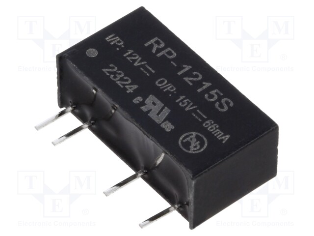 Converter: DC/DC; 1W; Uin: 10.8÷13.2V; Uout: 15VDC; Iout: 66mA; SIP7