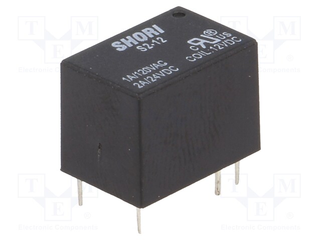 Relay: electromagnetic; SPDT; Ucoil: 12VDC; 1A/120VAC; 2A/24VDC