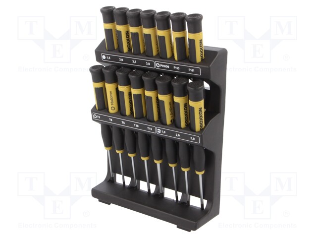 Kit: screwdrivers; Pcs: 15; precision; Equipment: stand