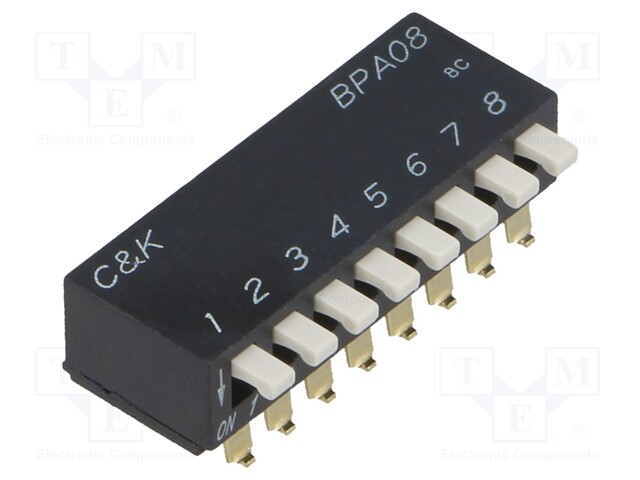 Switch: DIP-SWITCH; Poles number: 8; OFF-ON; 0.025A/24VDC; Pos: 2