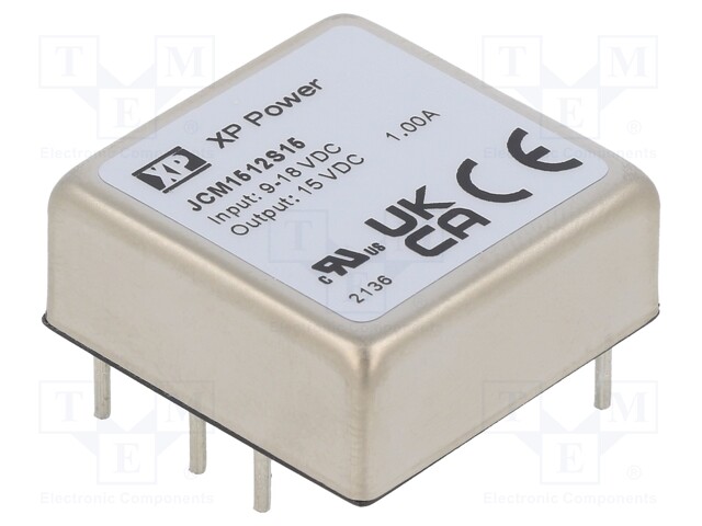 Isolated Board Mount DC/DC Converter, 2:1 Input, ITE, 1 Output, 15 W, 15 V, 1 A