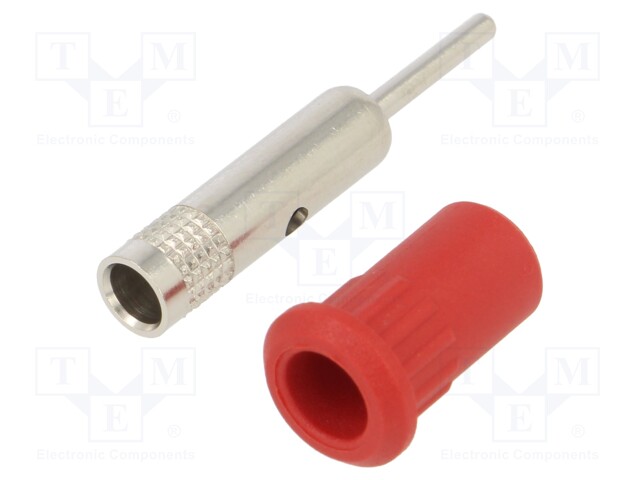 Socket; 4mm banana; 25A; 30VAC; 60VDC; red; nickel plated; on panel