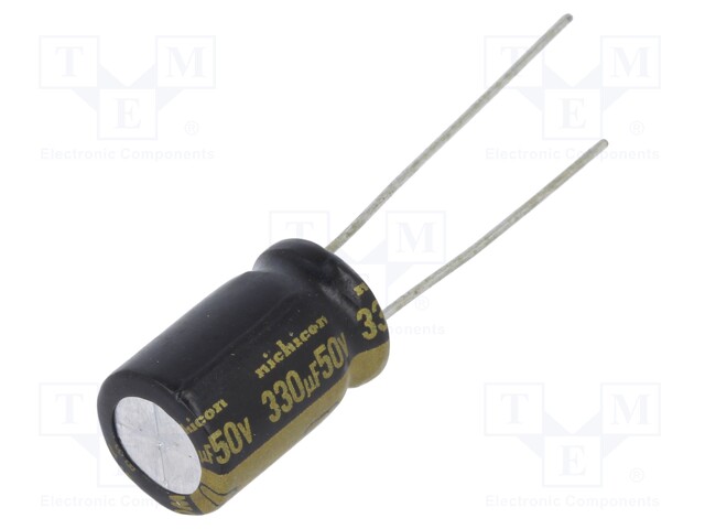 Capacitor: electrolytic; THT; 330uF; 50VDC; Ø10x16mm; Pitch: 5mm