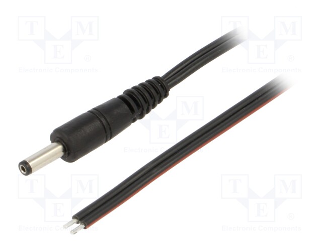 Cable; wires,DC 4,0/1,7 plug; straight; 0.75mm2; black; 0.5m