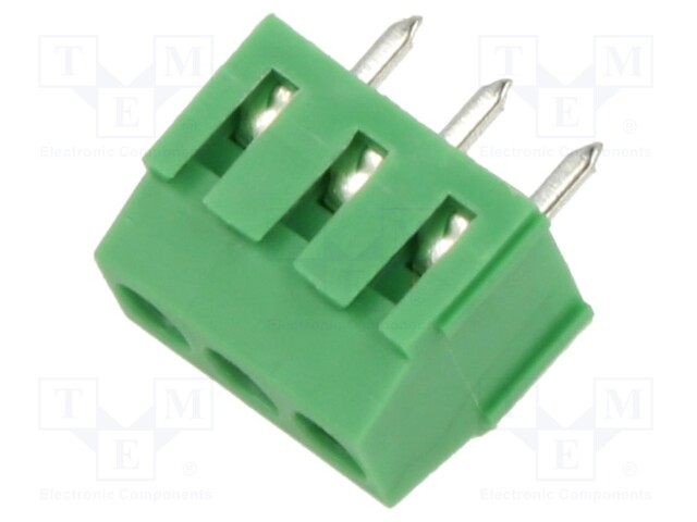 PCB terminal block; Contacts ph: 3.5mm; ways: 3; angled 90°; 1mm2