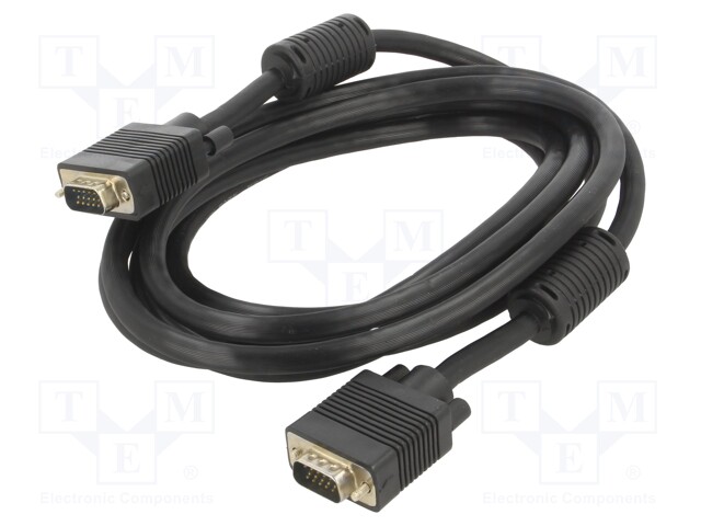 Cable; D-Sub 15pin HD plug,both sides; black; 3m; Øcable: 8mm