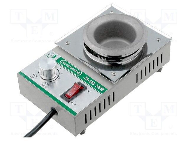 Device: soldering pot; 200W; 200÷450°C; 50mm; 230VAC; Plug: EU