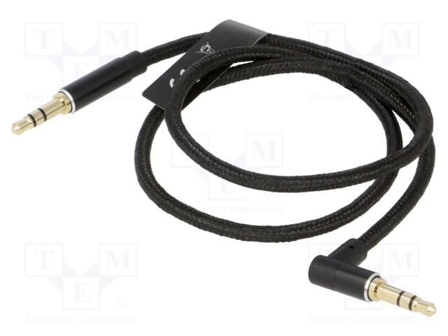 Cable; Jack 3.5mm plug,both sides; 0.5m; textile; black