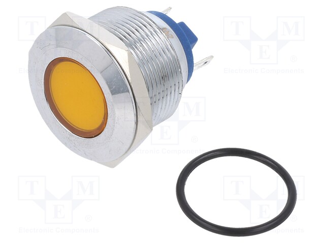 Indicator: LED; flat; 12VDC; 12VAC; Cutout: Ø22mm; brass