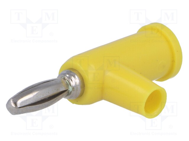 Plug; 4mm banana; 24A; 60VDC; yellow; with 4mm transversal socket