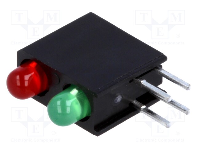 LED; in housing; red/green; 3mm; No.of diodes: 2; 20mA; 40°