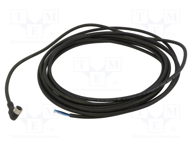 Connection lead; M8; PIN: 4; angled; 5m; plug; 60VAC; 4A; -5÷80°C