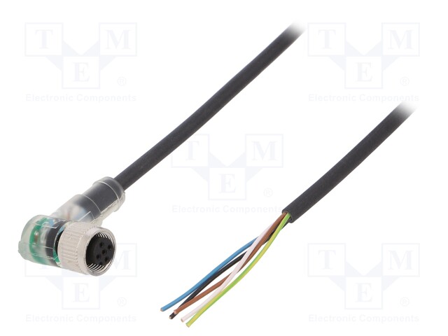 Connection lead; M12; PIN: 5; angled; 2m; plug; 24VAC; 4A; -25÷80°C