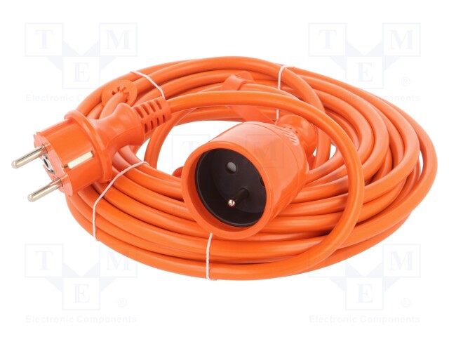 Extension lead; Sockets: 1; PVC; orange; 3x1,5mm2; 10m; 16A