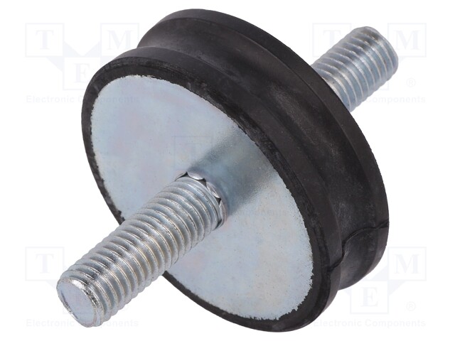 Vibration damper; M10; Ø: 50mm; rubber; L: 15mm; Thread len: 28mm