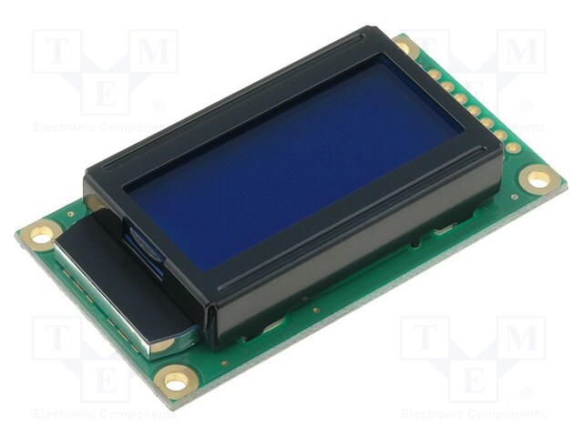 Display: LCD; alphanumeric; STN Negative; 8x2; blue; LED; PIN: 14